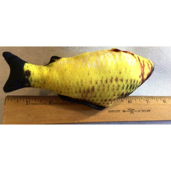 Cat “Fish” Toy - NON-STOP FUN! Yellow, Black, Red. 3” Tall, 2” Thick, 7.5 In Lng - Picture 4 of 4